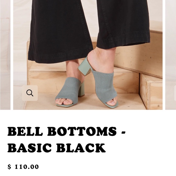 Big Bud Press sz M Roomy Bell Bottom Pants Black Flare Wide Cotton - Picture 4 of 9